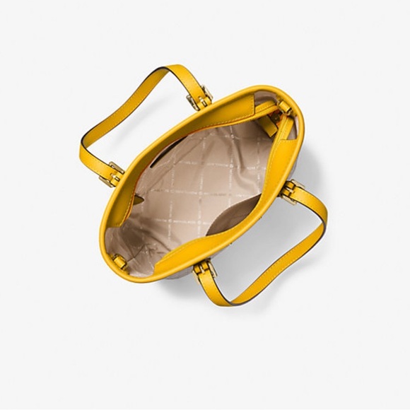 MICHAEL KORS Jet Set Travel Small Top Zip Tote Crossbody Bag White Yellow NEW - Picture 2 of 5